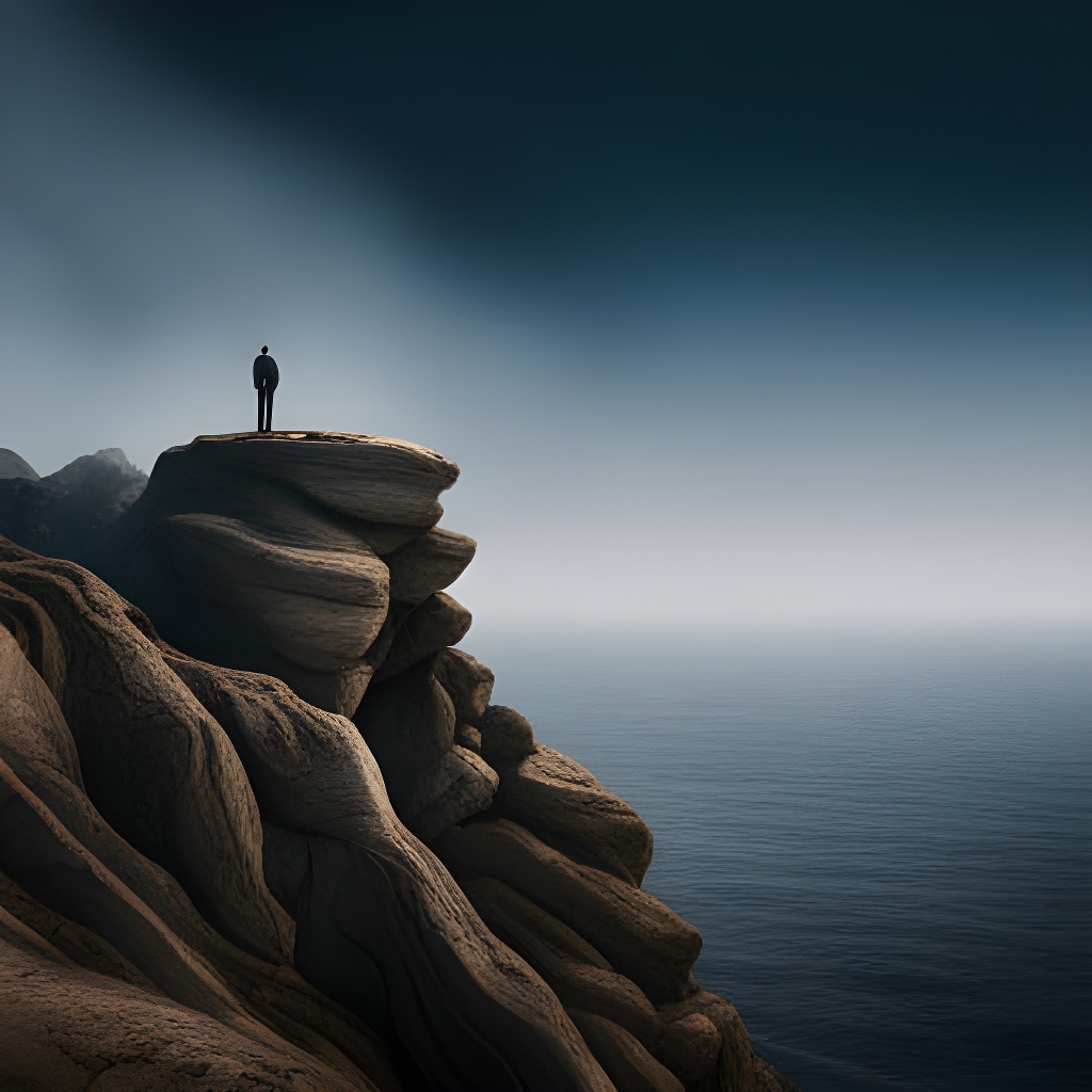 a person standing at the edge of a cliff