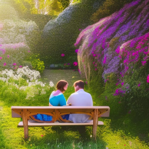 Sitting on a wooden bench in a garden