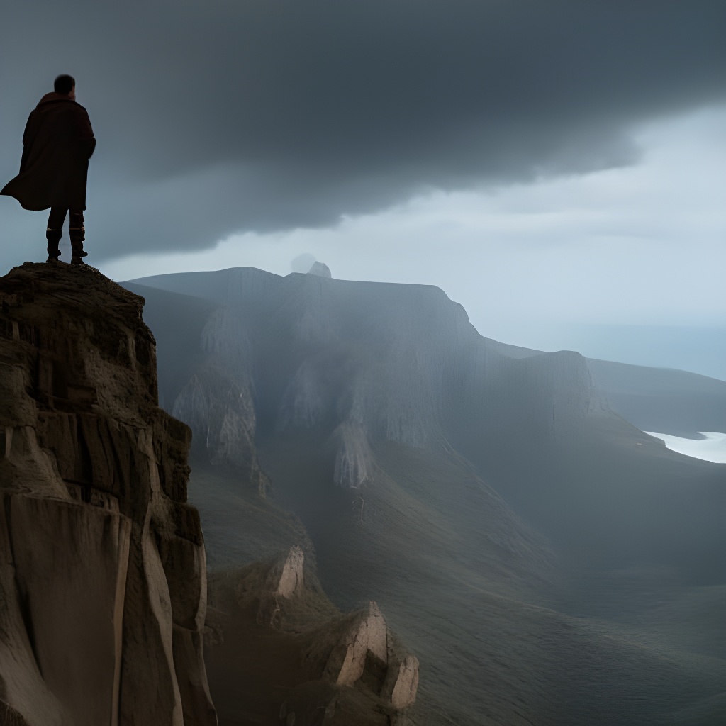 An image of a person standing on the edge of a cliff