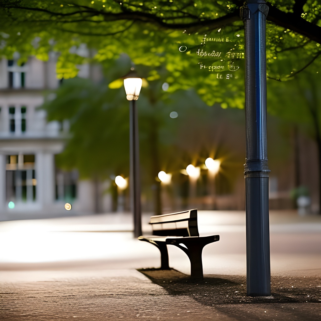 a handwritten love letter delicately placed on a park bench, bathed in the soft glow of a street lamp