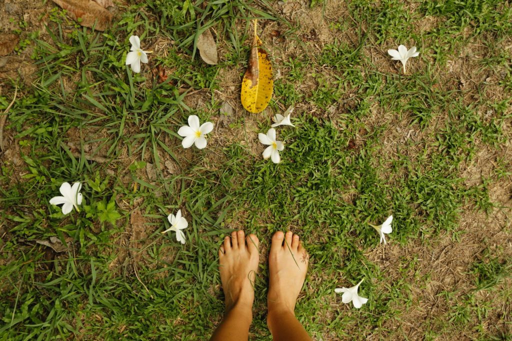 A Person Stepping on the Grass 